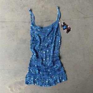 Y2K crochet sequin cami top